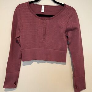 NWT Aerie Offline Burgundy Waffle Crop Top size Large